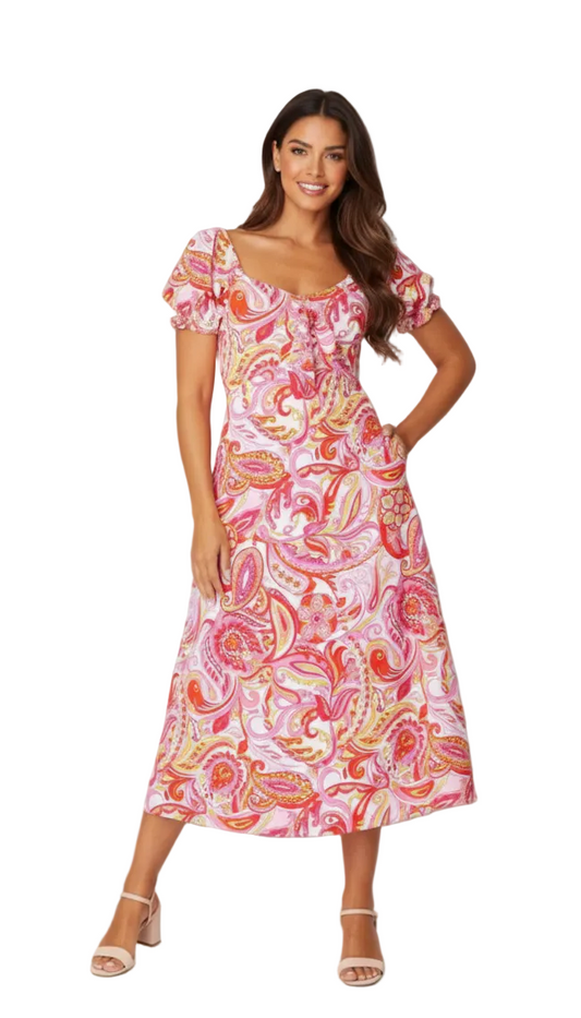 Tie Front Dress Paisley