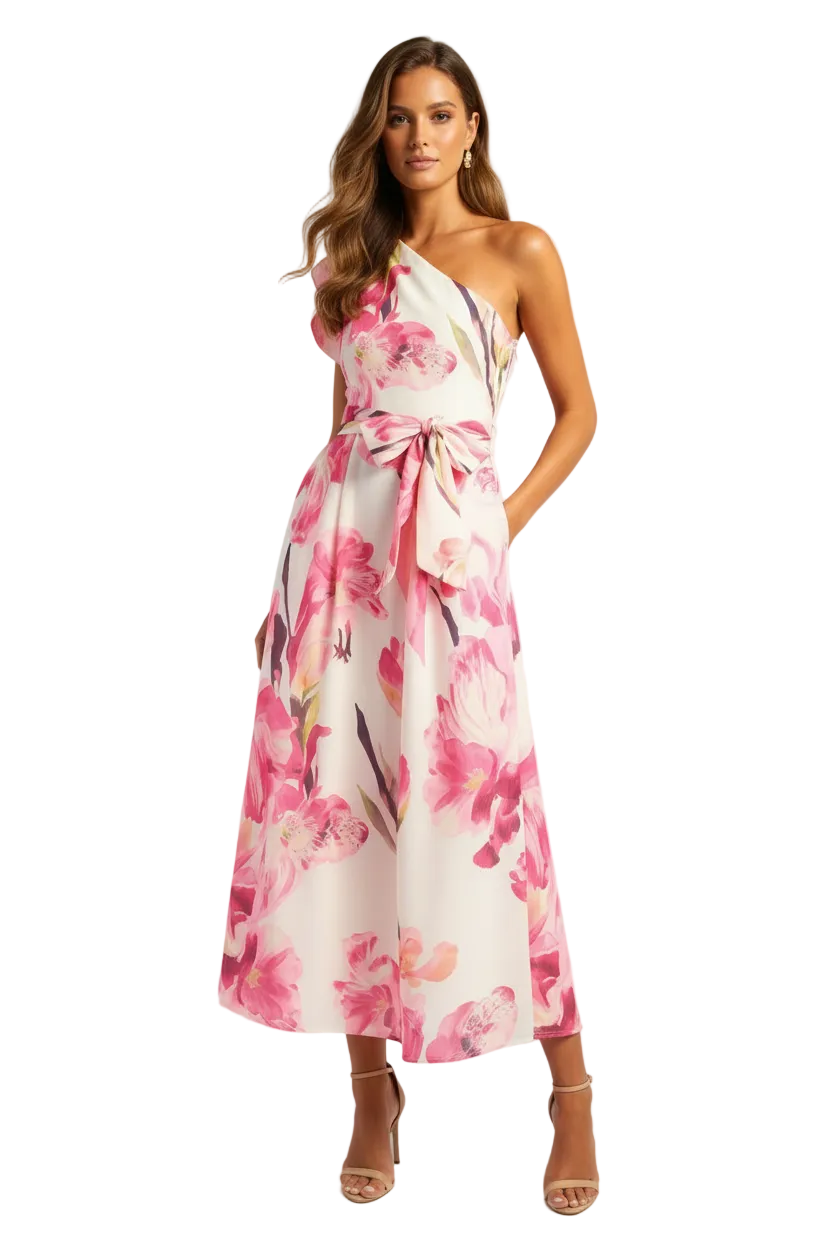 SDR1805A One Shoulder Ruffle Dress