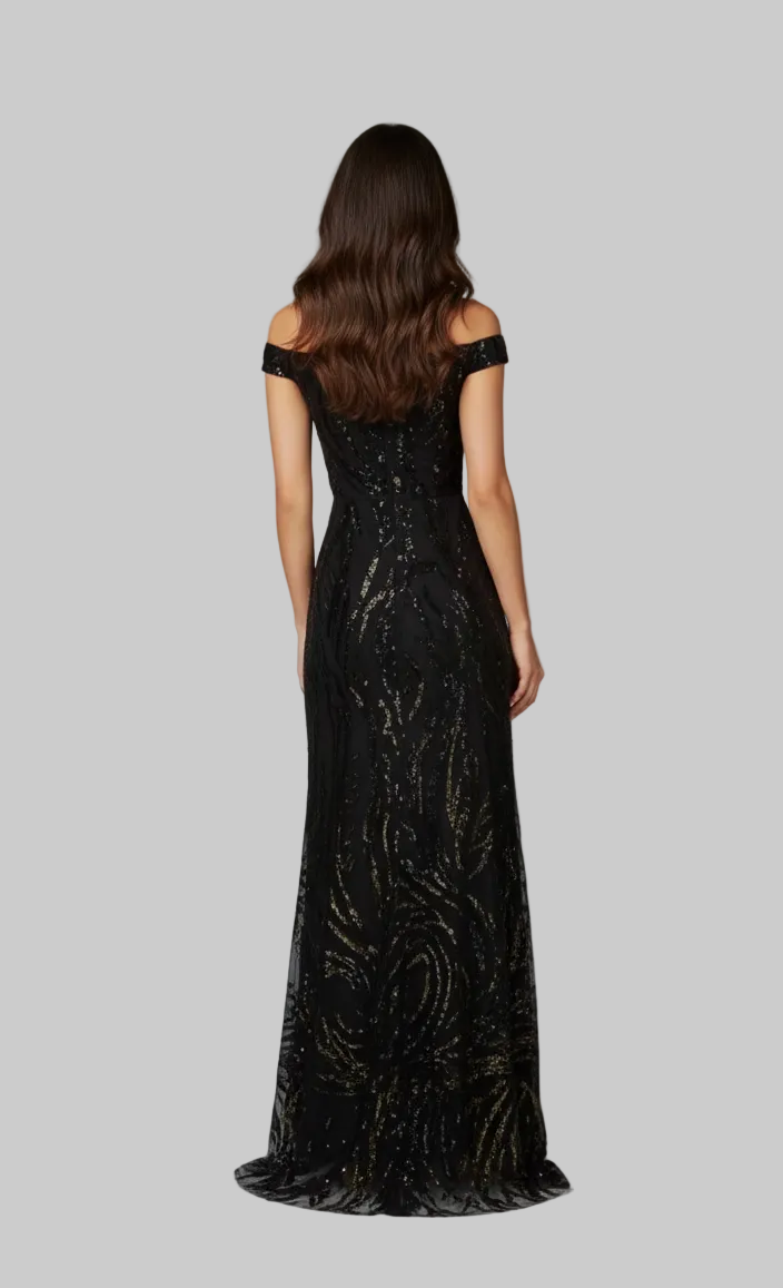 224384 Beaded Gown Black