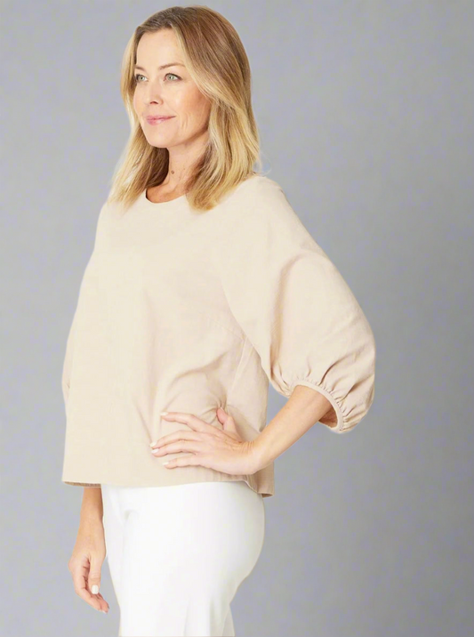 Beige Ballon Sleeve TOp