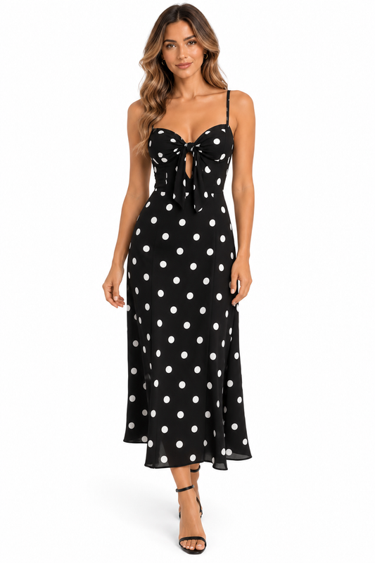 Tie Front Polka Dot Dress