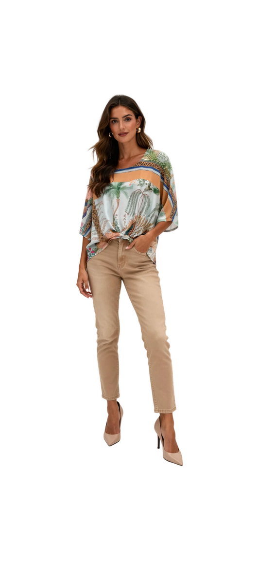 Blue Peacock Molly Top