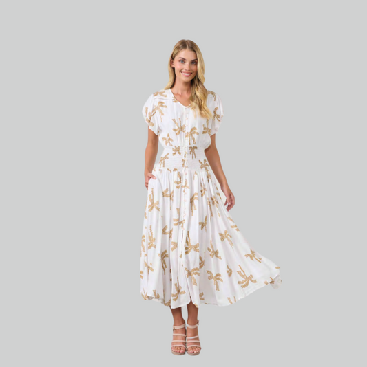 White Palm Dress