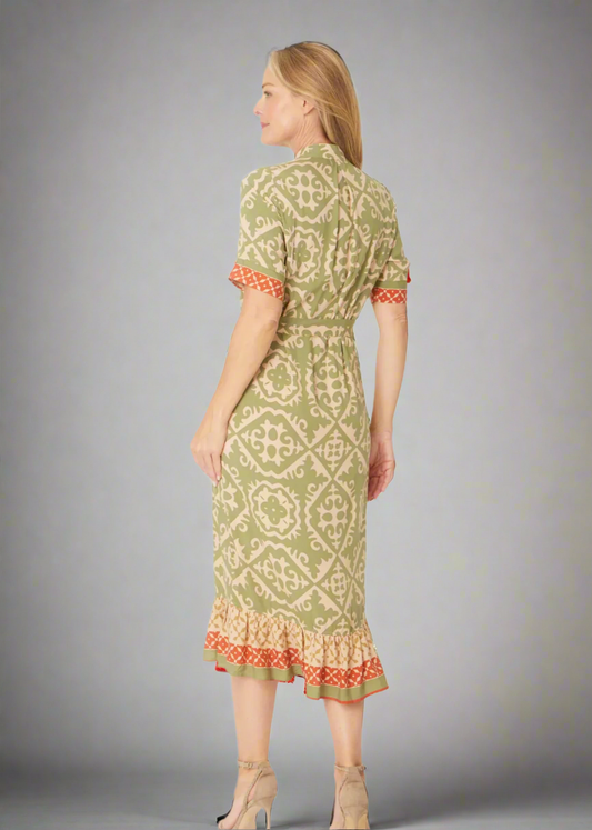 Border Print Midi Dress