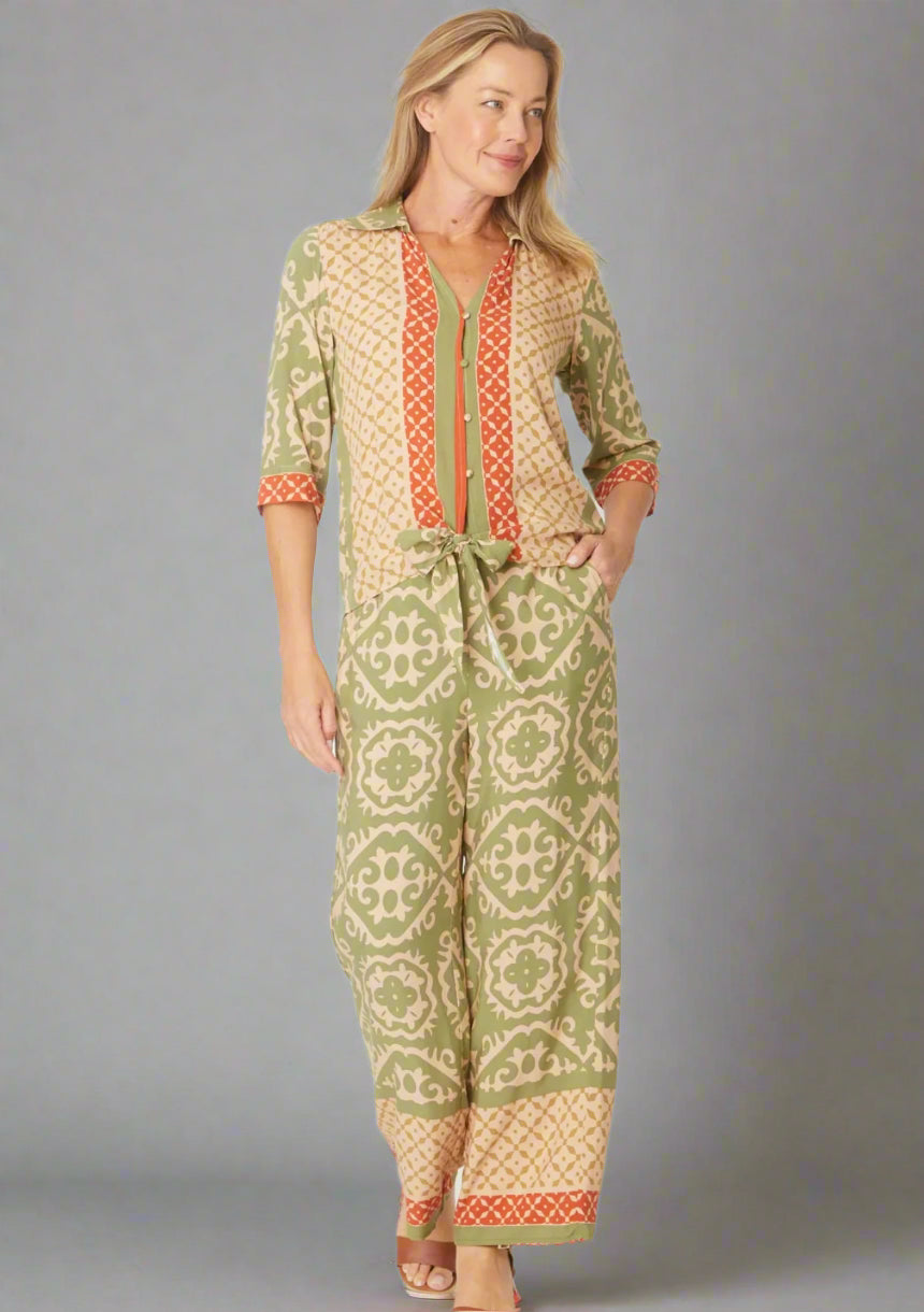 Border Print Tie Top