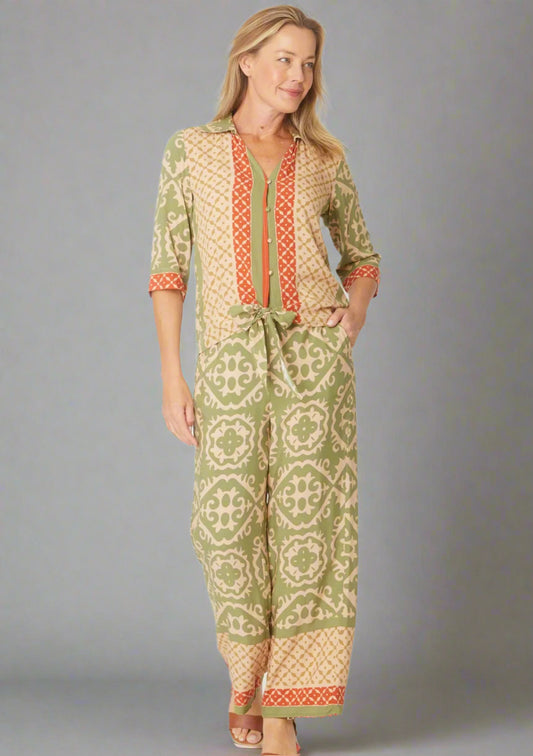 Border Print Tie Top