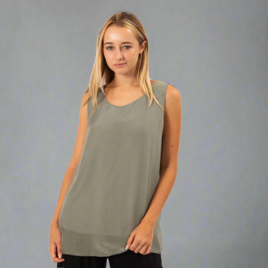 6274 Khaki Silk Singlet