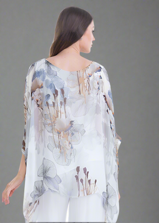 White Printed Silk Top
