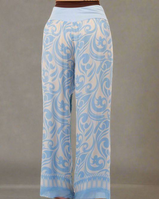 8030 Blue Silk Pants
