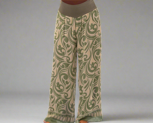 8030 Khaki Silk Pant