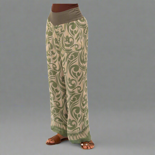 8030 Khaki Silk Pant