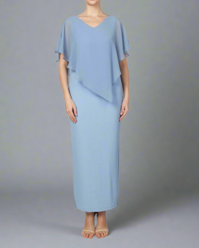 224267 Baby Blue Overlay Dress