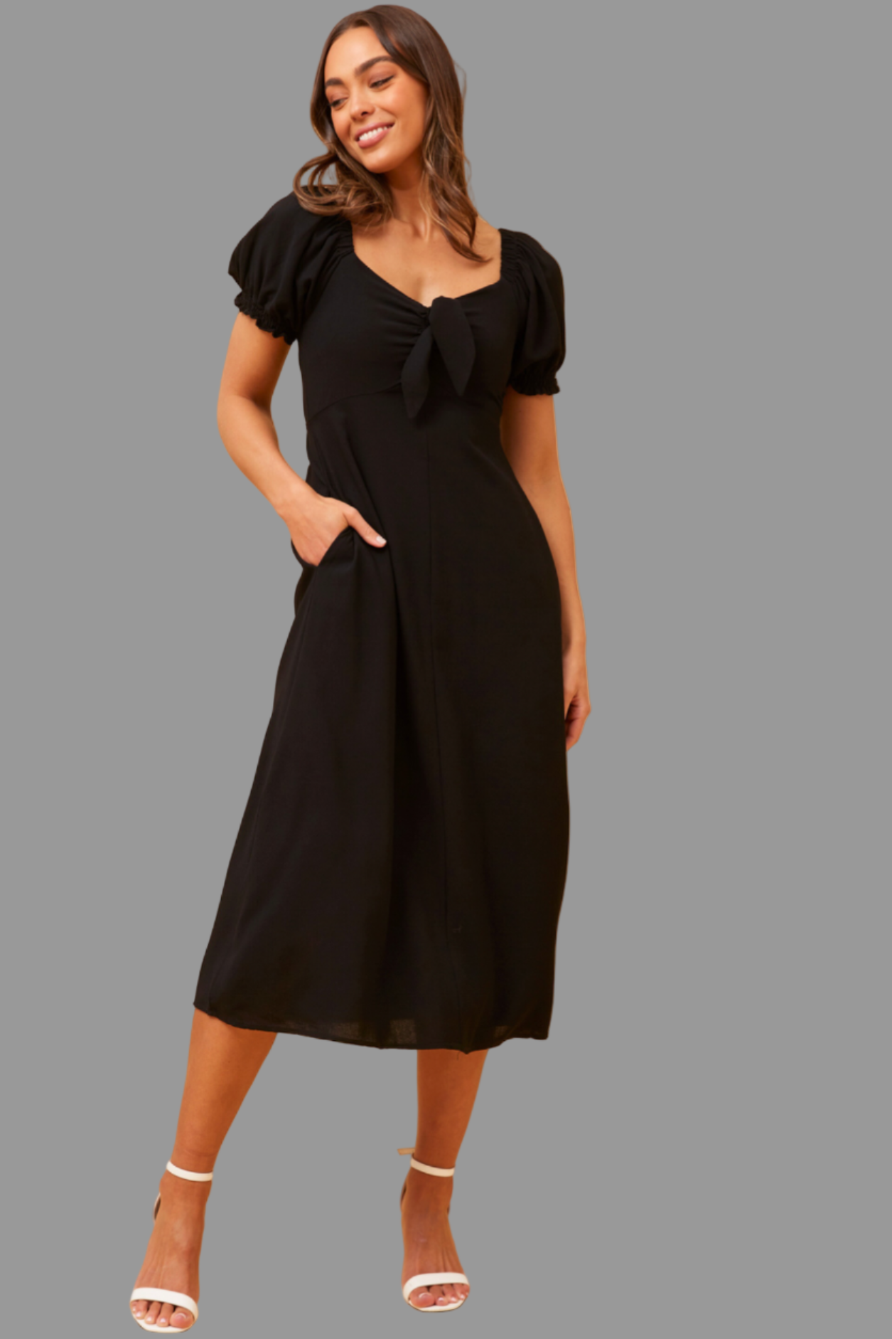 Tie Front Dress Black