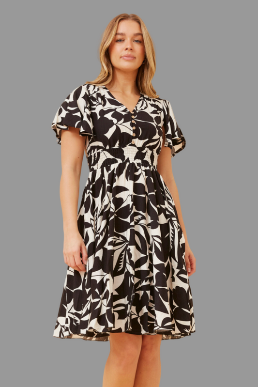 Leaf Print Short Dress