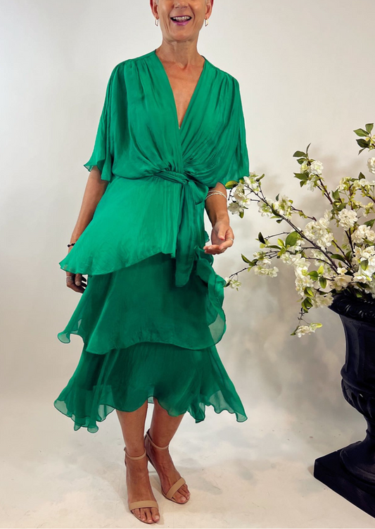 Poppy GREEN Silk Dress