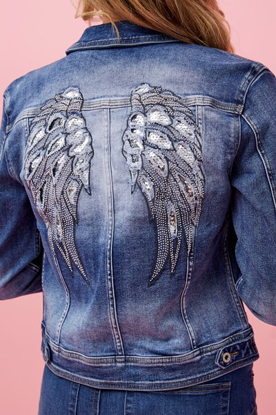Denim jacket w Wings